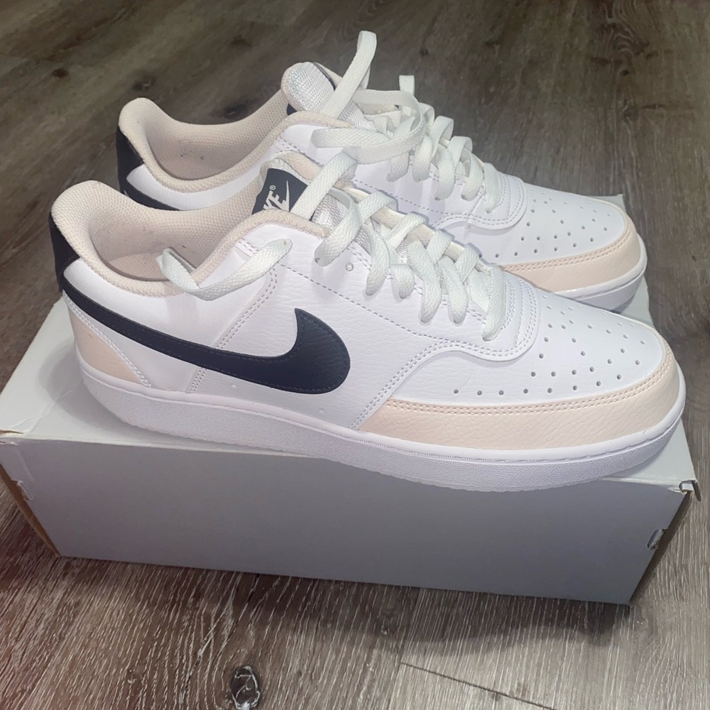 W12 M10.5 Nike Court Vision Low White/Black/Light Soft Pink